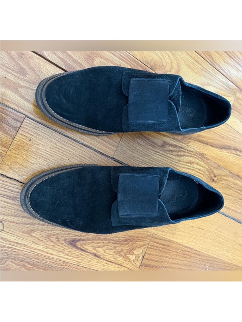 L'INTERVALLE Black Suede Slip-On Loafers with Strap Detail